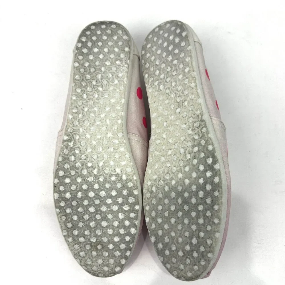 Toms Flats Womens 8.5 Pink & White Polka Dot Classic Alpargata Espadrille Casual